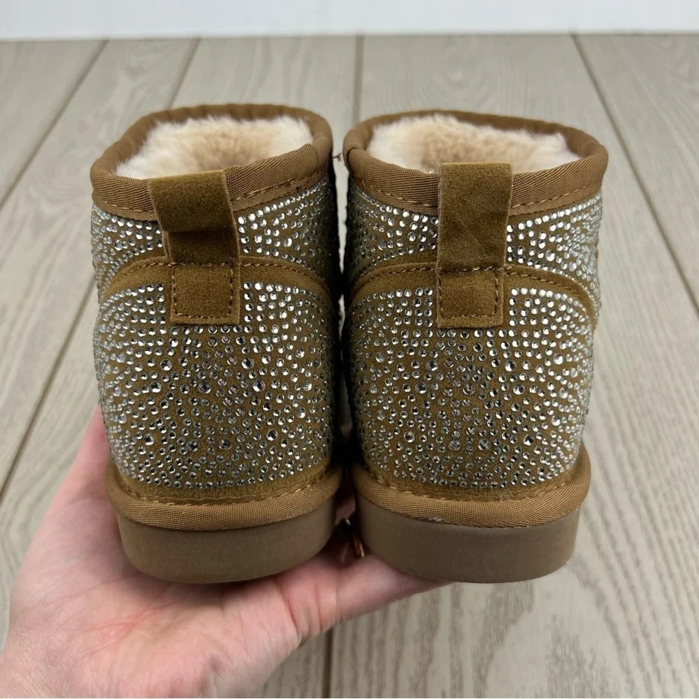 I.N.C. International Concepts Ariee Mini Cold Weather Booties 8M Tan Bling $60